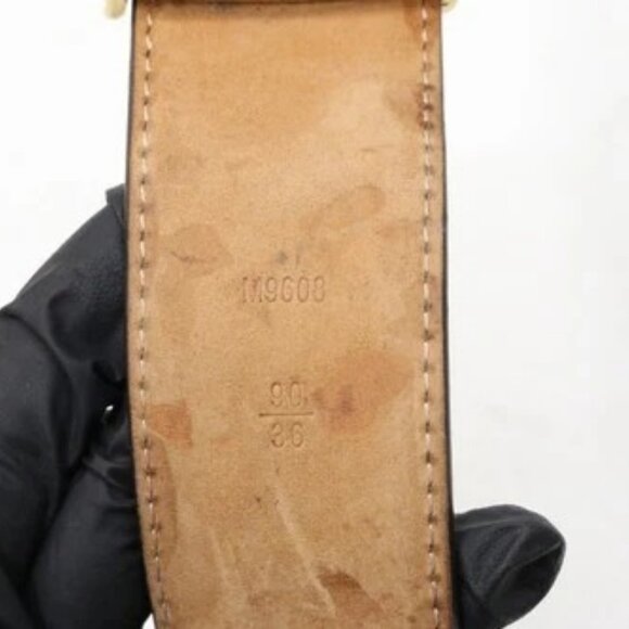 Louis Vuitton Monogram Canvas Leather Belt M9608 Size 90/36 - Brown/Gold - Picture 3 of 14